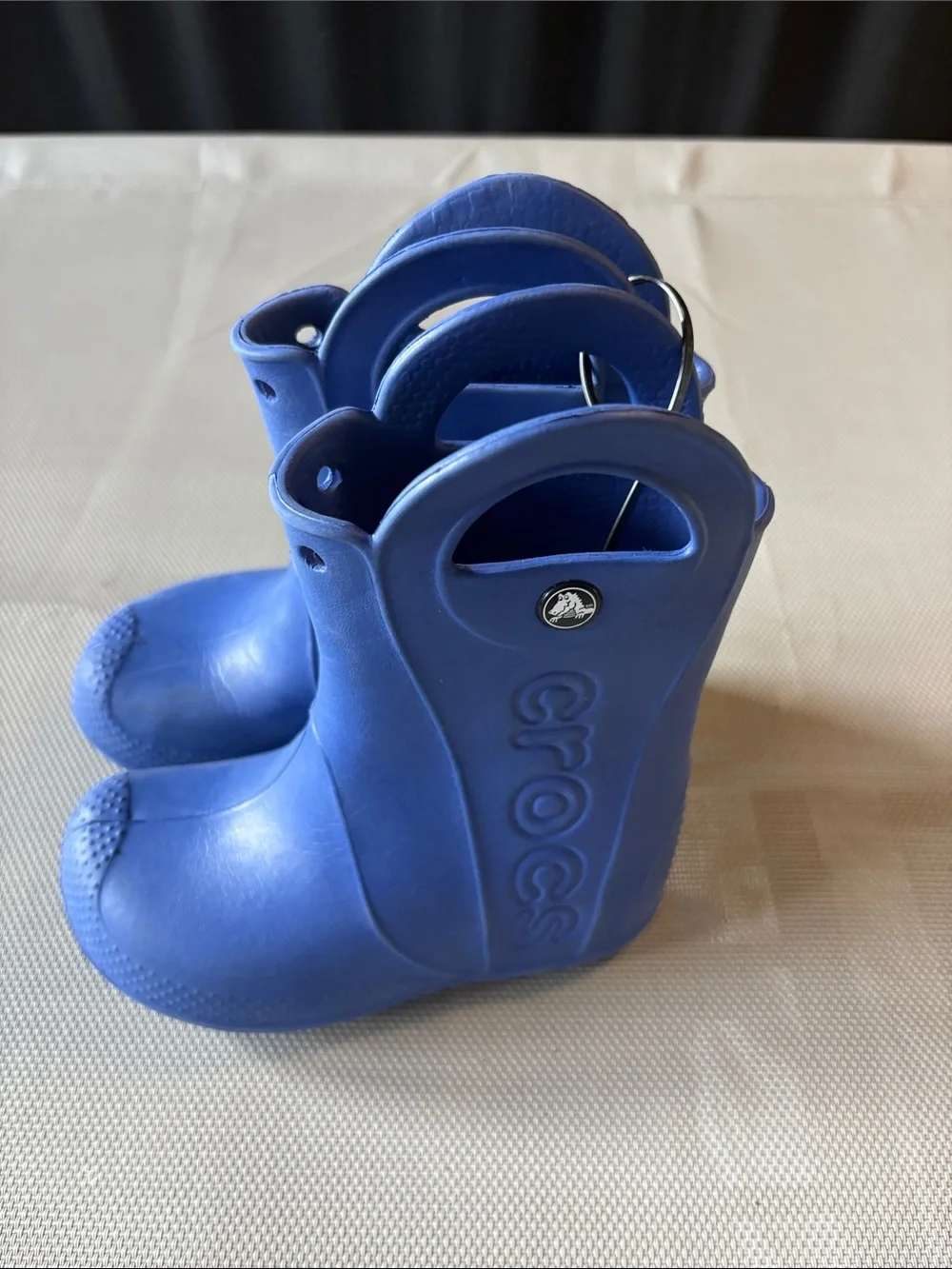 CROCS toddler sz 10 Blue Rain Boots with Easy-Grip Handles